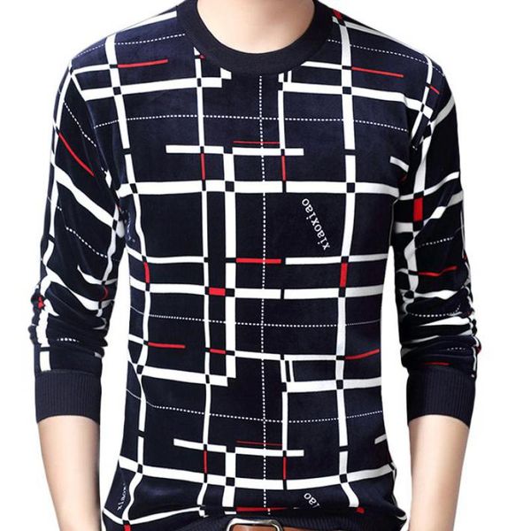 

2019 new designer pullover plaid men sweater dress thick winter warm jersey knitted sweaters mens wear slim fit knitwear, White;black