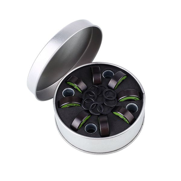 

8pcs skateboard accessories parts bearings with washer spacer box kit set black