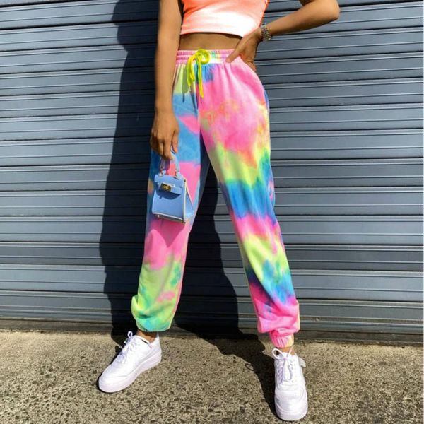 

summer women running casual pants tie dyeing print loose sweatpants, Black;white