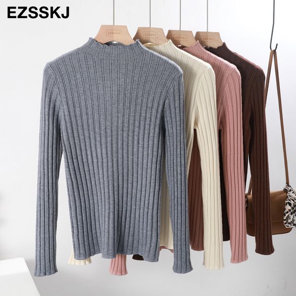 

basic autumn winter sweater women long sleeve turtleneck soft knit sweater pullovers solid female jumper top, White;black