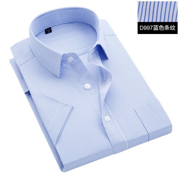 

2019 new men's cotton fashion stripe casual short-sleeved shirt retro style design men's dress shirt, White;black