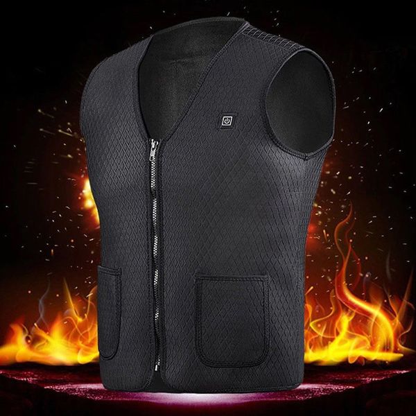 

men women outdoor usb infrared heating vest jacket winter flexible electric thermal clothing waistcoat fishing hiking dropship, Black;red