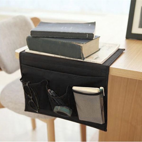 

bedside caddy / bedside storage organizer,under couch table mattress,book remote glasses caddy,black storage bottles jars