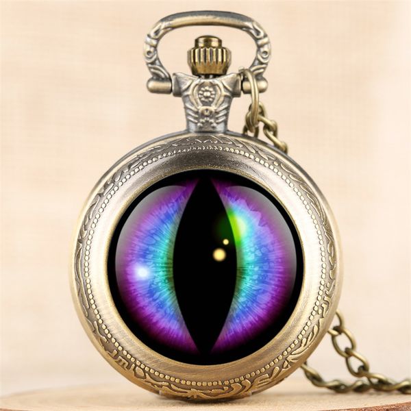 

vintage creative eye design quartz pocket watch men women steampunk exquisite pendant clock 4 colors fob necklace chain retro, Slivery;golden