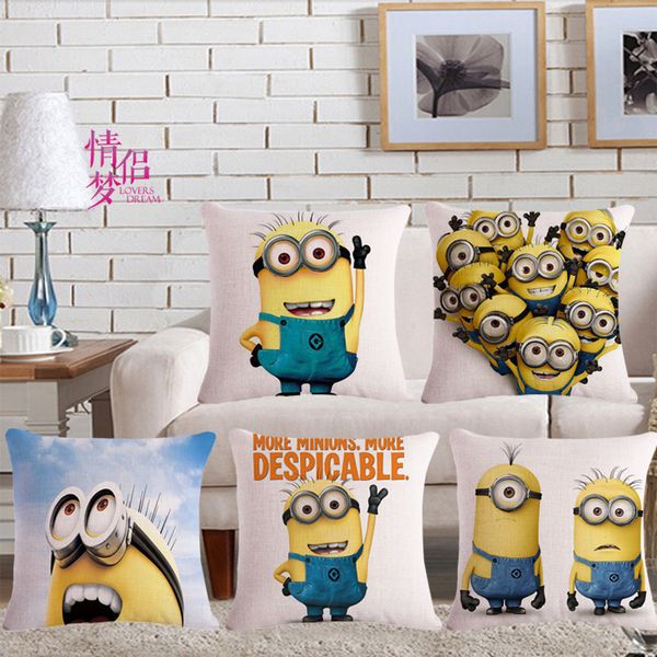 

small yellow people amazon cotton flax pillow back cushion cushion can customized
