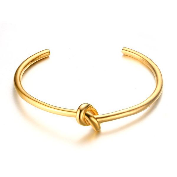 

3.4mm stainless steel knotted opening bracelet gold color open cuff bangles for women in fashion jewelry, Black