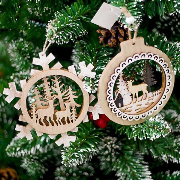 

dropship christmas tree wood painted elk pendant 1 pc xmas party decor deer pendants