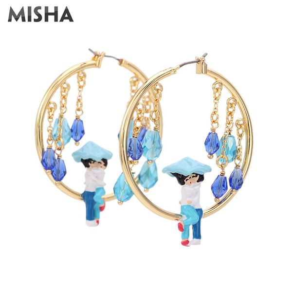 

misha hoop earrings for women handmade romantic lover earrings fashion jewelry for wedding party l920, Golden;silver