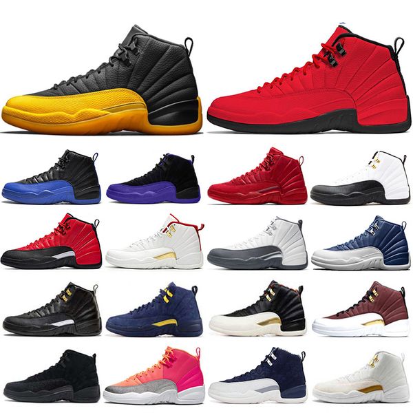 

university gold 12 12s mens basketball shoes reverse flu game indigo gym red fiba ov black the master mens trainers sneakers shoes 7-13