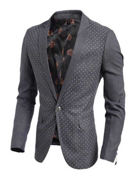 

2020 men boutique printed delicacy small suit men korean-style slim fit suit dots coat, White;black