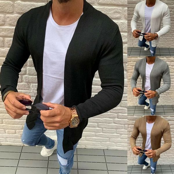 

men's v neck slim solid fit knitted cardigan sweater coat pullover long sleeve causal sweater, White;black