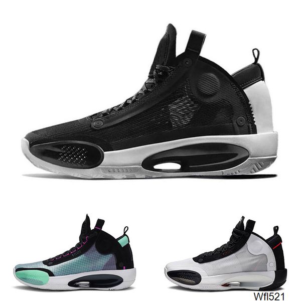 

basketball shoes 34s for mens jumpman xxxiv 34 eclipse blue void chicago men trainer athletic sports sneakers size 7-12, Black