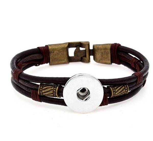 

new 6pcs interchangeable jewelry new pu leather charm bracelets fit 18mm snap buttons, Golden;silver