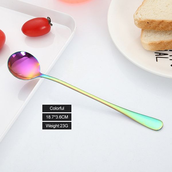 

2019 new mug coffee spoon round spoon colorful spoon long handle spoons flatware coffee drinking tools kitchen gadget teaspoons