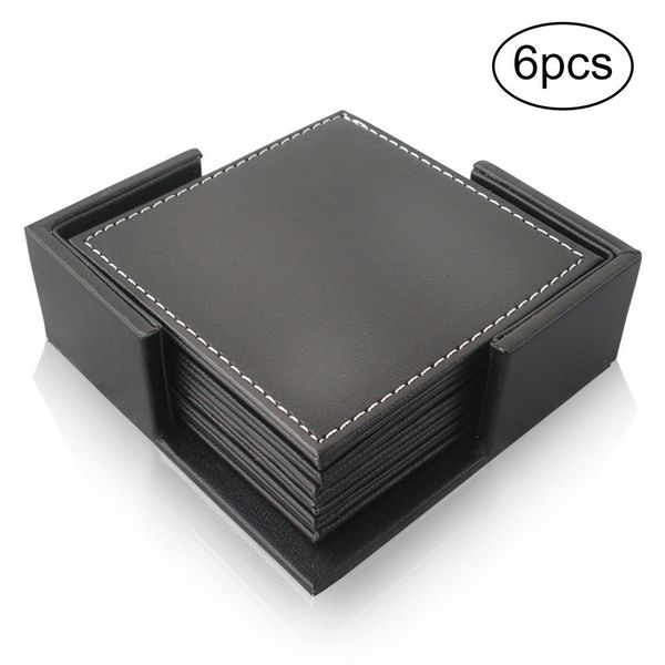

6pcs leather coaster set heat-resistance cup mat pads coffee mug drink coasters placemat table mat cup holder square round decor t8190629