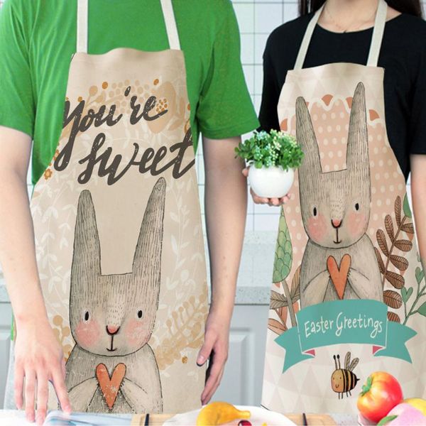 

nordic style apron easter flower printing brief apron kitchen baking cooking accessories bib cotton and linen