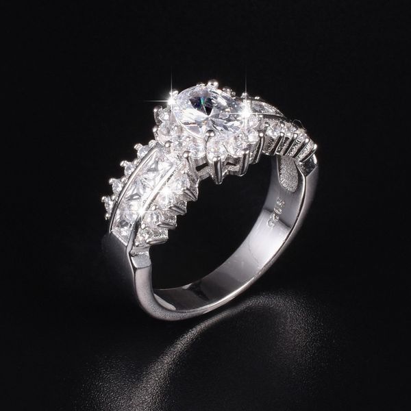 Almofada de prata de luxo corte 3ct SONA Diamond CZ anéis de noivado jóias 925 prata esterlina casamento dedo anéis de flores para mulheres