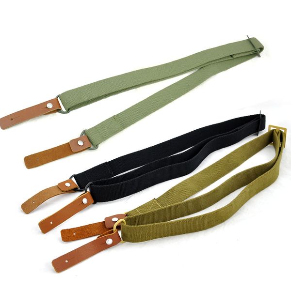 

tactical 2 points rifle gun sling 100% cotton adjstable length webbing shoulder strap with quick release leather points