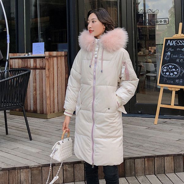 

stand collar 2020 hooded women winter jacket slim cotton padded winter womens jackets long female coats parkas new women jacket, Black