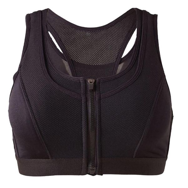 

solid sports bra crop sports zippers bra women seamless permeable sport vest nets quakeproof underwear stanik sportowy #x, White;black