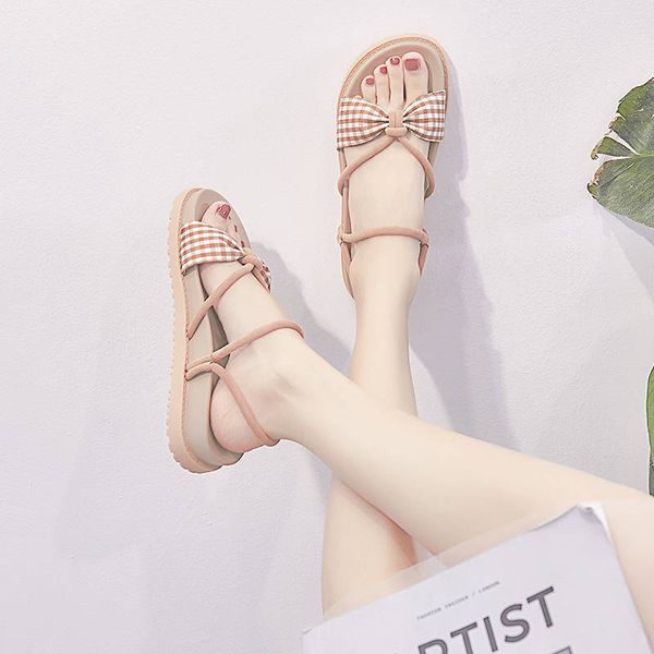 

sandals women 2020 summer beach sandals women shoes student flat shoes woman rome pink platform ladies, Black