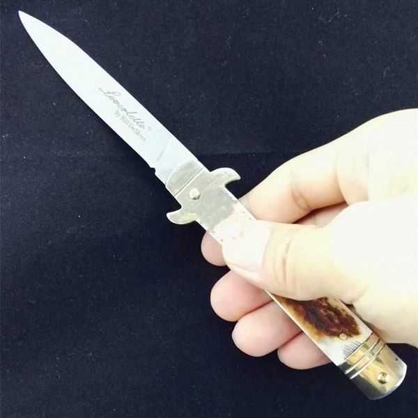 

OEM 7,75 дюйма Билл DeShivs Leverletto Stag Horn коллекция стилет подарок ITA нож D2 лезвие автоматического ножа шестерни ножи для человека 1шт Adru