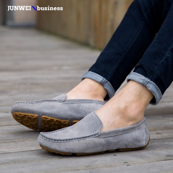 

casual outdoor fashion genuine leather men loafers moccasins slip on men's flats shoes a4 s, Black