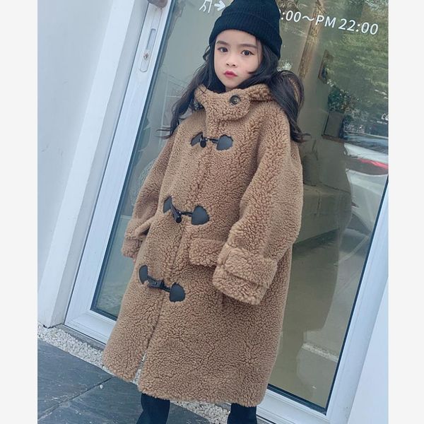 

real fur wool coat new casual sheep shearing plush warm outerwear modis granules cashmere kids winter jackets overcoat y2535, Blue;gray