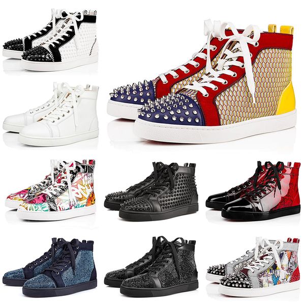 

топ дизайнер red bottoms граффити mens женщин мода люкс повседневная обувь горячие продаем brand шипованных шипы партии lovers оригинальные, White;red