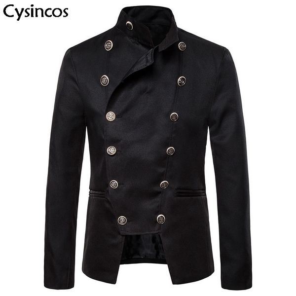 

2019 new style fashion wind double breasted metrosexual man suit jacket dress blazer men wedding stage performance clothes, White;black