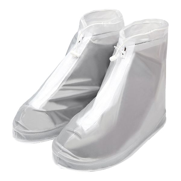 

1 pair waterproof protector shoes boot cover women man zipper rain shoe covers high-anti-slip rain shoes cases, White;pink