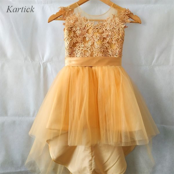 

flower girl dresses for wedding high low little girls kids/child dress v-back birthday communion party pageant dress, Red;yellow