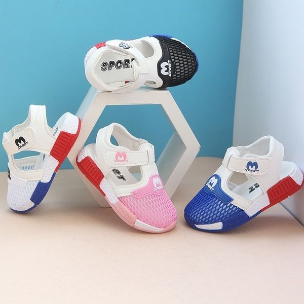 

03 years old baby new tide summer childrens casual sandals boys girls breathable mesh shoes factory price sale wholesale, Pink