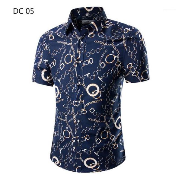 

mens casual shirts summer skinny fashion male shirts floral printed designer mens shirts lapel neck short sleeve, White;black
