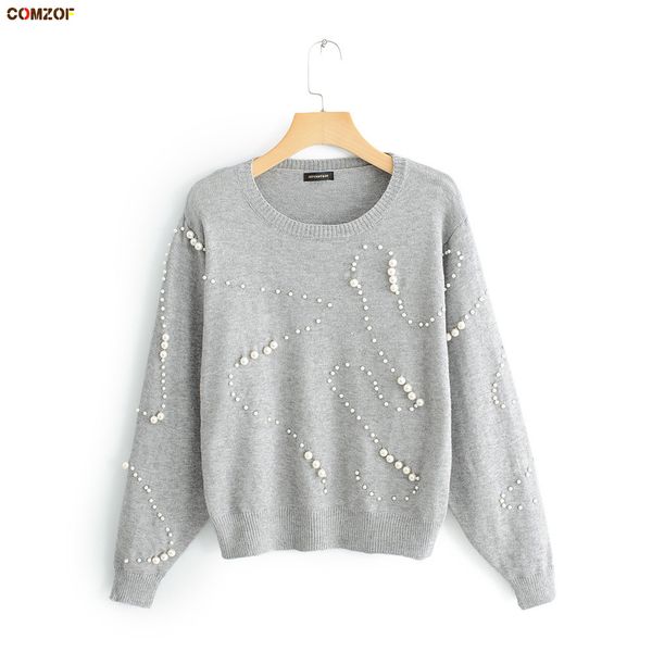 

new arrival women sweater long sleeve pullover beading spring loose jumper womens casual knitwear sweaters chompas para mujer, White;black