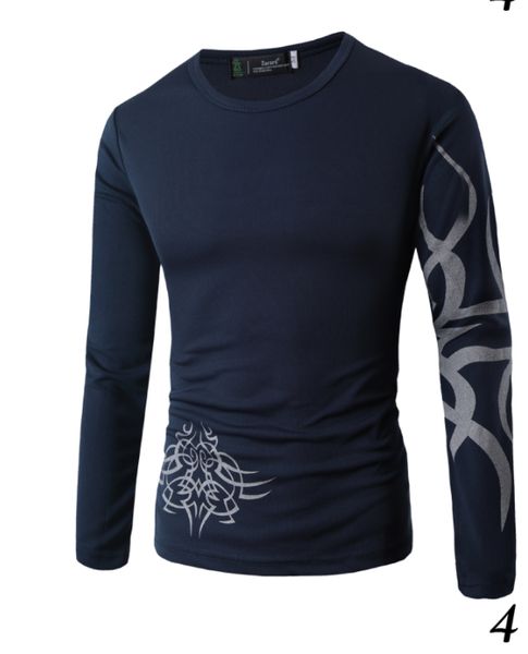 

мужская футболка повседневная мужчины топы 2019 новое прибытие тонкий мужская печать мода с длинным рукавом футболка круглый футболка размер, White;black