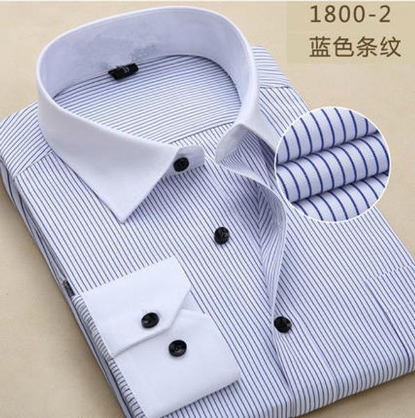 

plus size 5xl 6xl 7xl 8xl striped twill long sleeve men shirt white red blue male business large big dress shirts camisas y190506, White;black