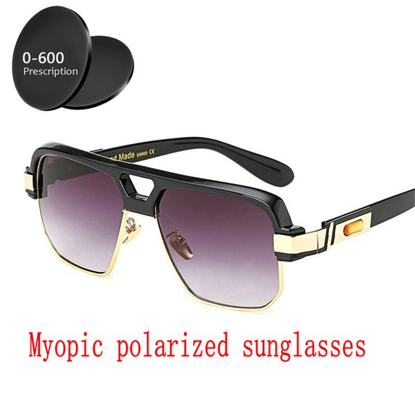 

2019 custom made myopia minus prescription polarized lens sunglasses men designer full frame square sun glasses male goggles fml, White;black
