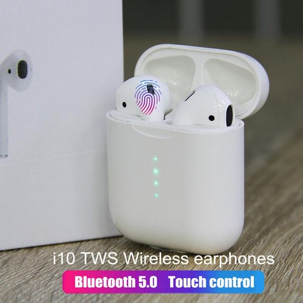 

i10 tws Bluetooth Earphones QI wireless charging c 5.0 Earbuds Headphones for Xiaomi Samsung s10 Huawei P30
