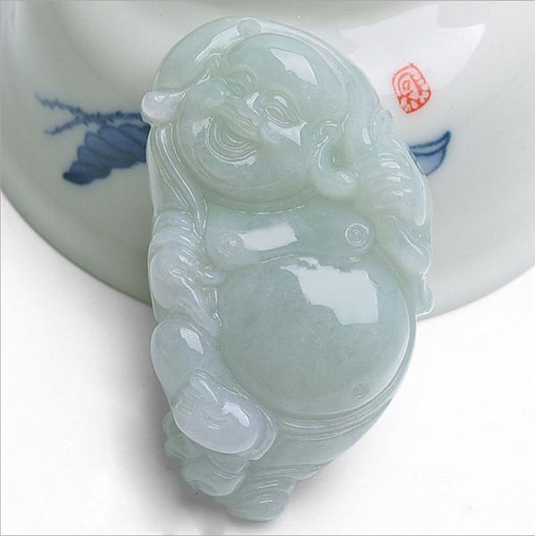 

myanmar natural jade a goods maitreya buddha jade pendant jewelry ep08#, Silver