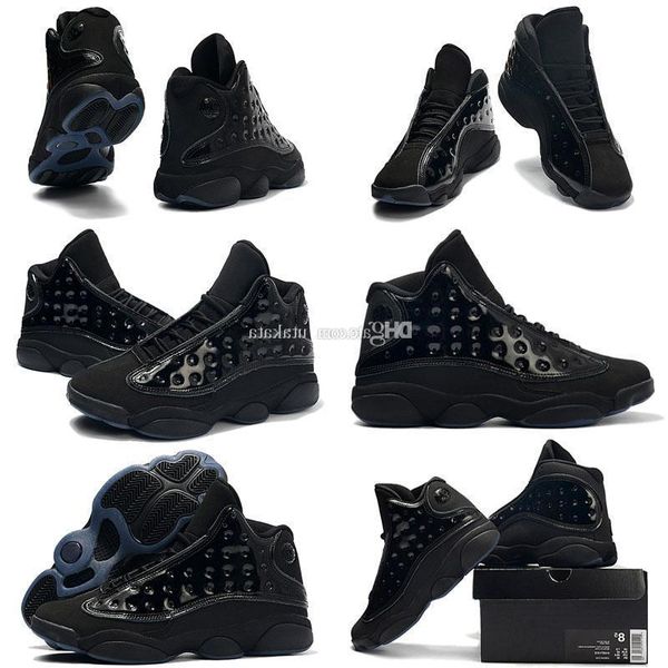 

boxwith release jumpman xiii 13 cap and gown black suede men basketball shoes blackout real carbon fiber 414571-012 sneakers size
