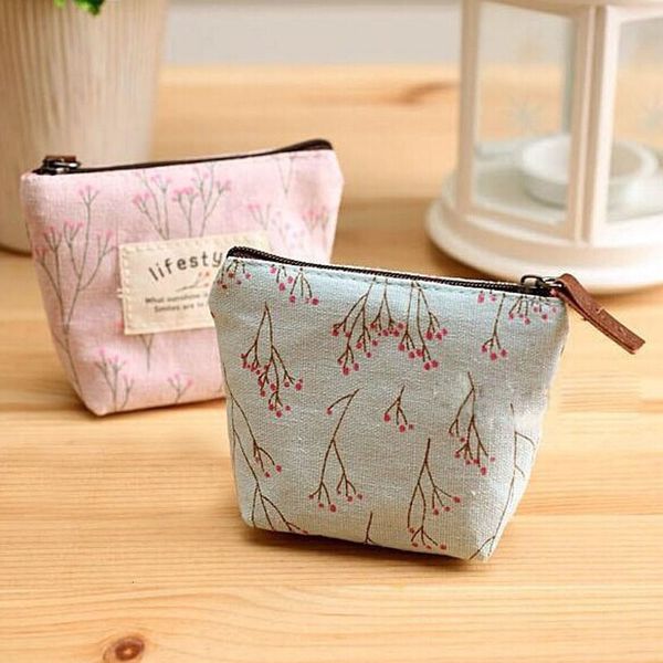 

floral style coin purse women small wallet canvas bags cute money key holders pouch female purse zipper bag ing, Red;black