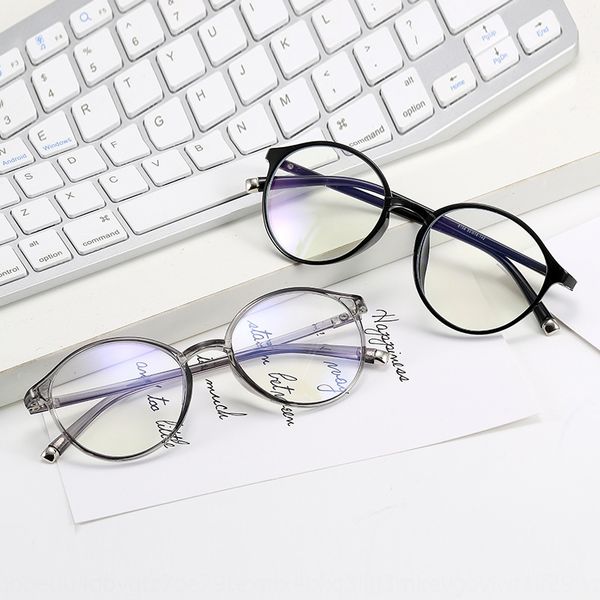 

round anti blue-ray eyebrow frame men's women glasses frame tr90 semi-metallic plain mirror glasses, Silver