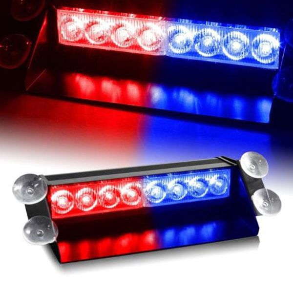 

dc12v 8 led red yellow blue white car strobe flash light auto led emergency warning lamp 3 flashing fog lights