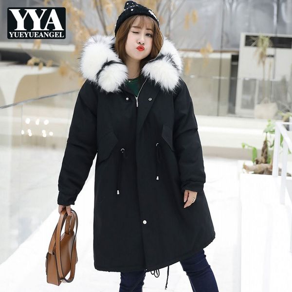 

plus size womens overcoat new winter ladies thick warm down jacket female casual loose fit bf style hooded outerwear -4xl, Black