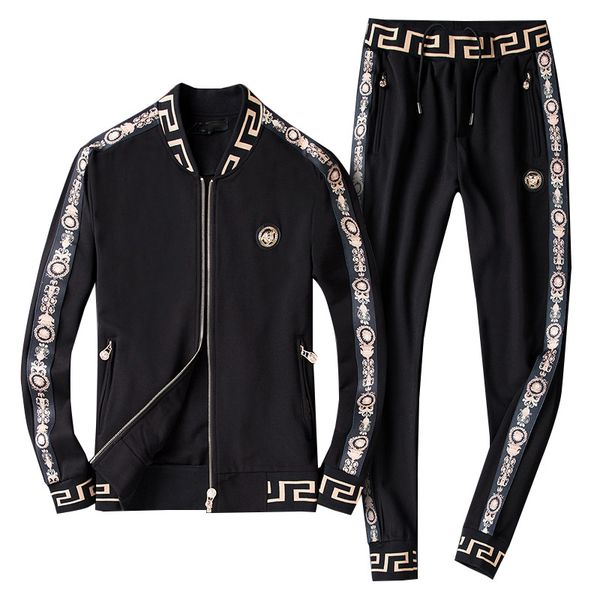 

new arrival famous brand designer men's two piece sets cardigan sweater trousers women casual suit medusa italy france, Gray