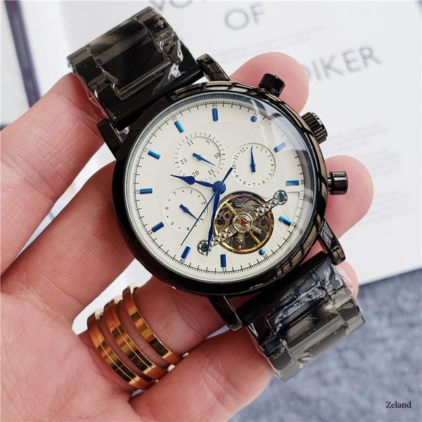 

роскошные часы тяжелый металл благородный из нержавеющей стали ремешок топ мастеров-мужчин механические часы лучший подарок все стали набор, Slivery;brown