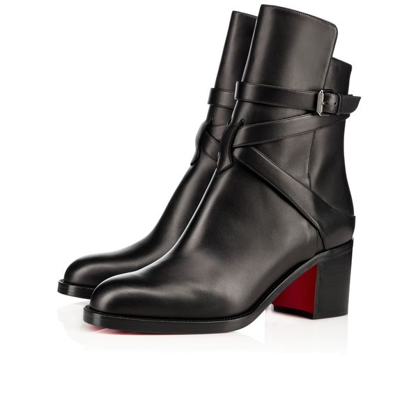 

New brand cla ic de igner women 039 boot red bottom kari trap buckle trap ankle boot ladie botte red ole bootie