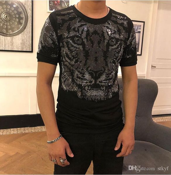 

t shirt o-neck short-sleeved slim fit black diamonds design t-shirt man, White;black