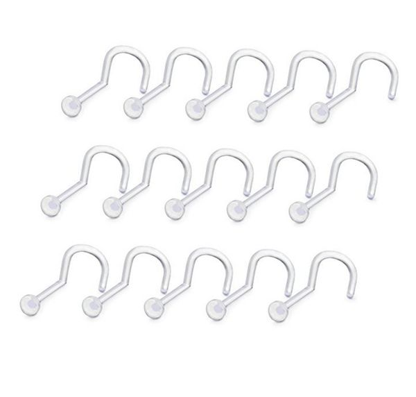 

acrylic nose stud transparent hidden nose ring anti-allergy anti-inflammation piercing jewelry 0.8x2, Silver